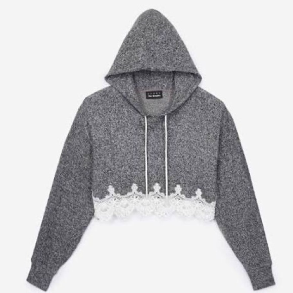 ⭐️the Kooples Women's Sweet Fleece Hooded Sweatshirt with Lace Details⭐️ - Picture 2 of 8